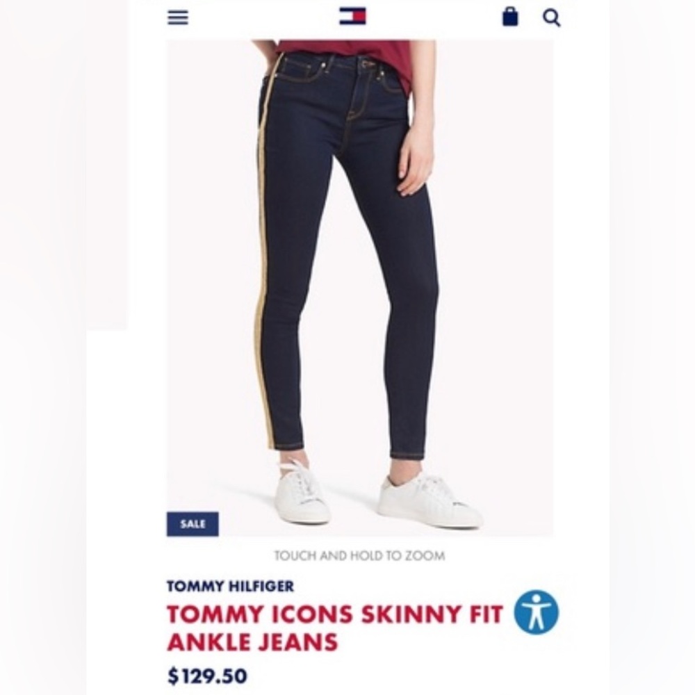 TOMMY ICONS SKINNY FIT ANKLE JEANS size 29